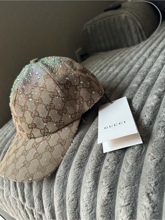 Gucci Accessories - Gucci Brown GG Monogram Crystal-Embellished Baseball Cap